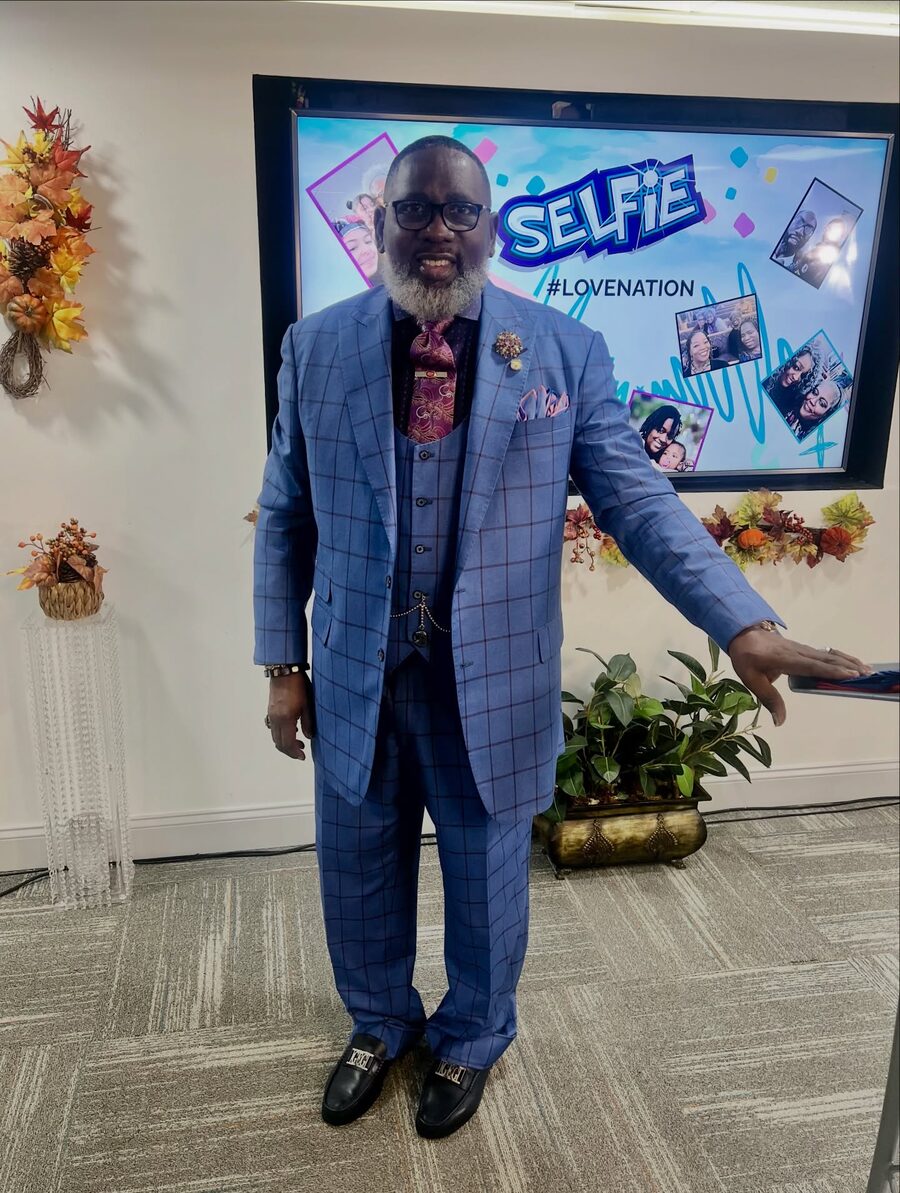 Bishop Gibson at a community fellowship event