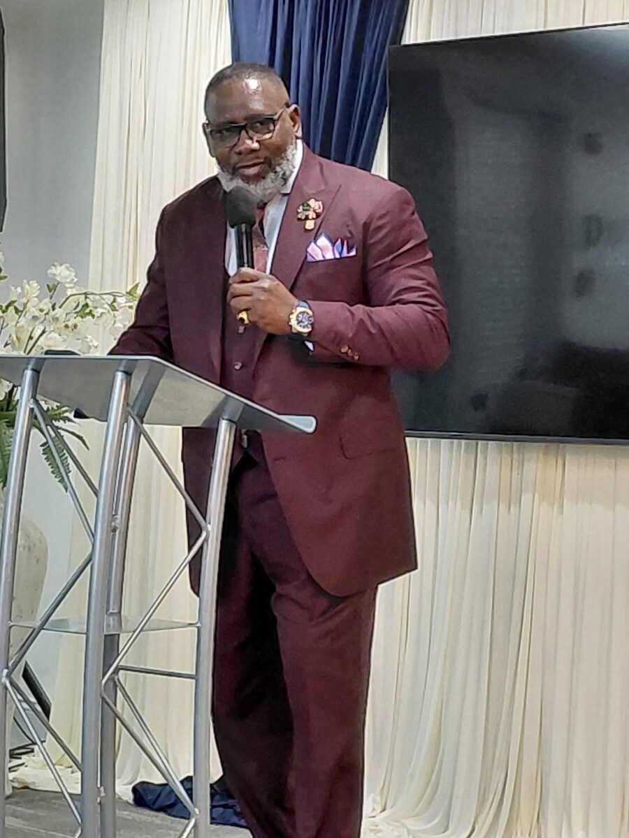 Bishop Gibson preaching at the pulpit